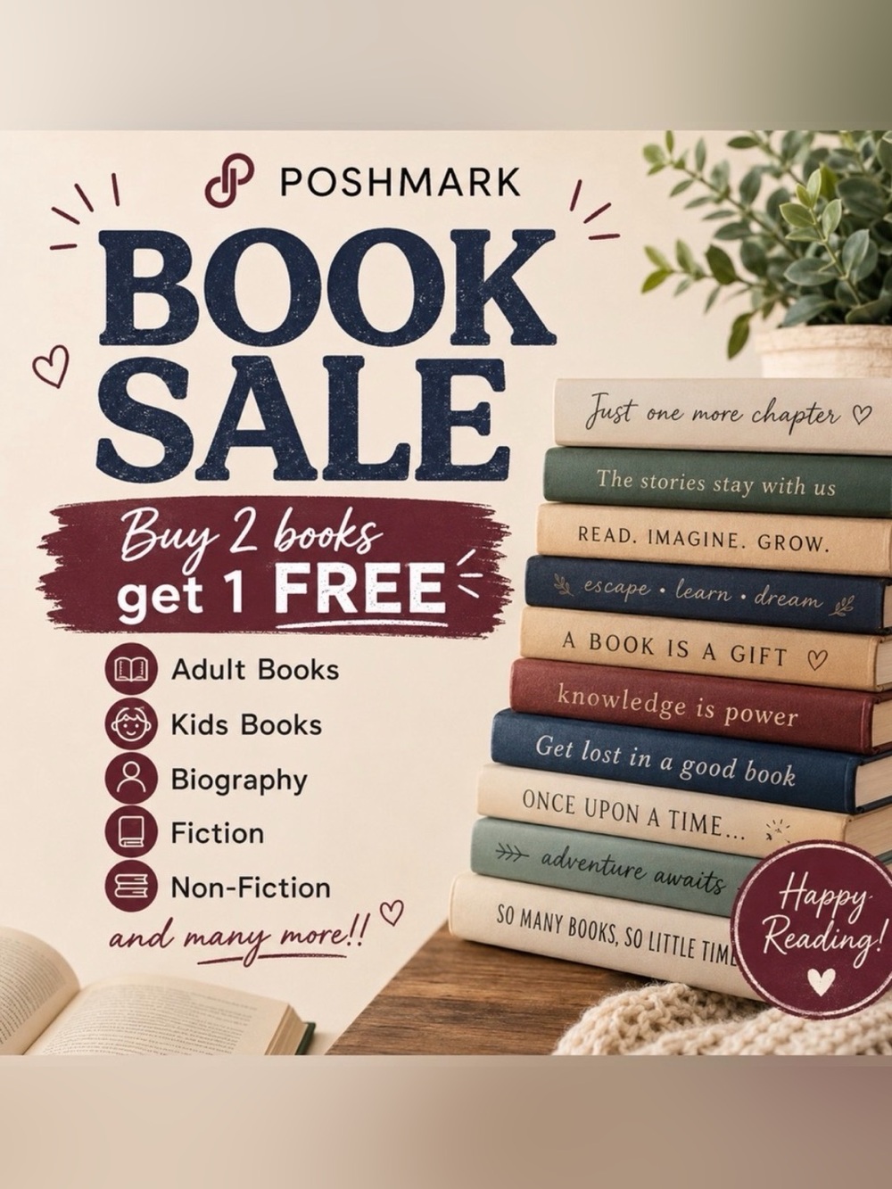 Monthly reading: buy 2 books get 1 free